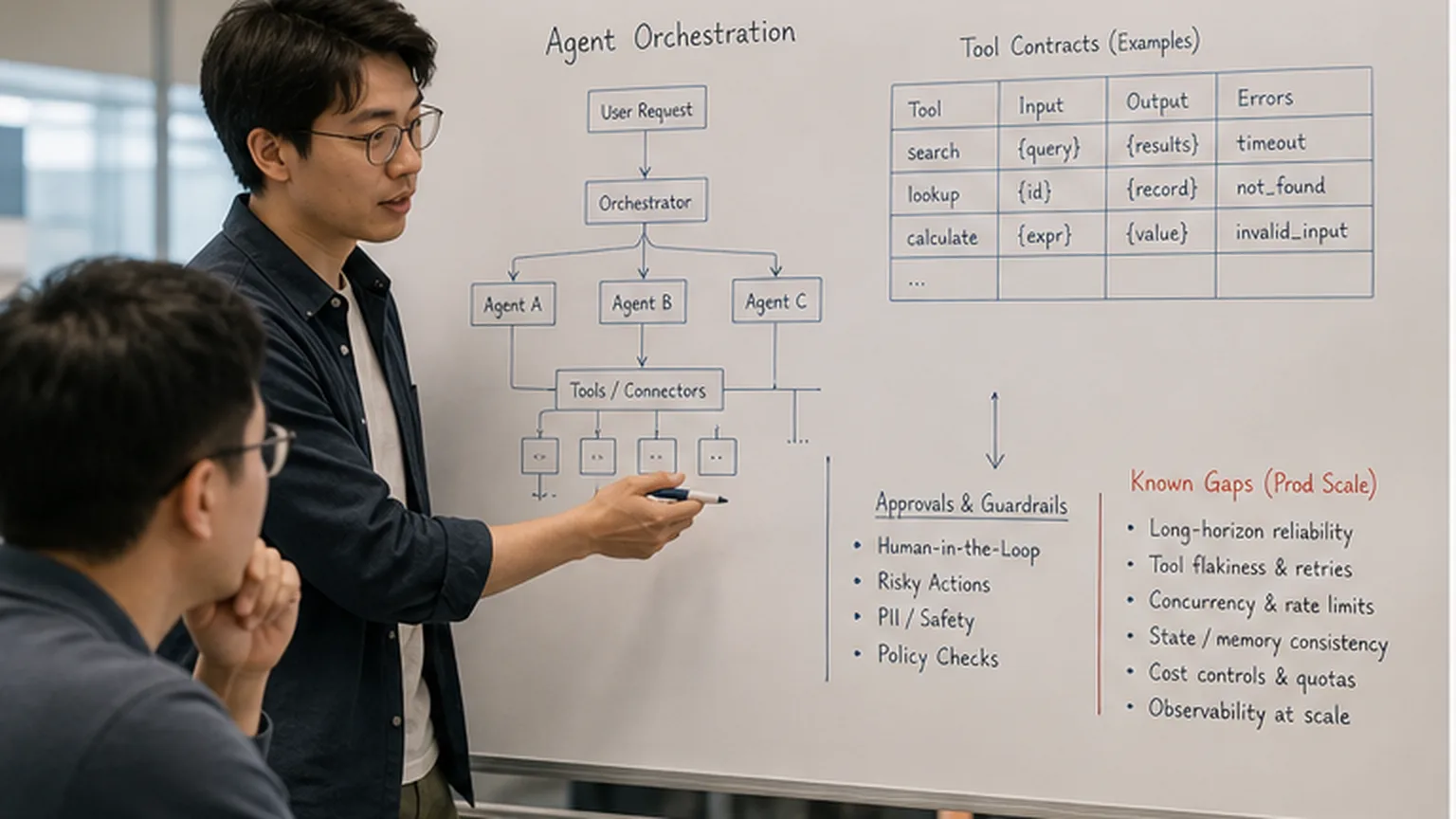 Agent engineer mapping orchestration evidence and production-scale gaps